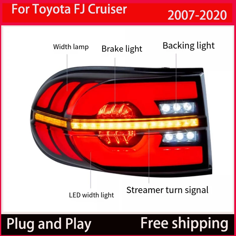 LED Car Accessory Rear Running Lamp For Toyota FJ Cruiser 2007  - 2020 Tail Lights Fog Lamp Signal Reverse Brake Light