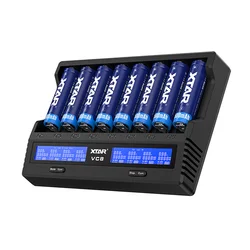 XTAR VC8 18650 21700 Intelligent Battery Charger LCD Display Type-C 3A Fast Charging 16340 26650 14500 Flashlight Cells Chargers