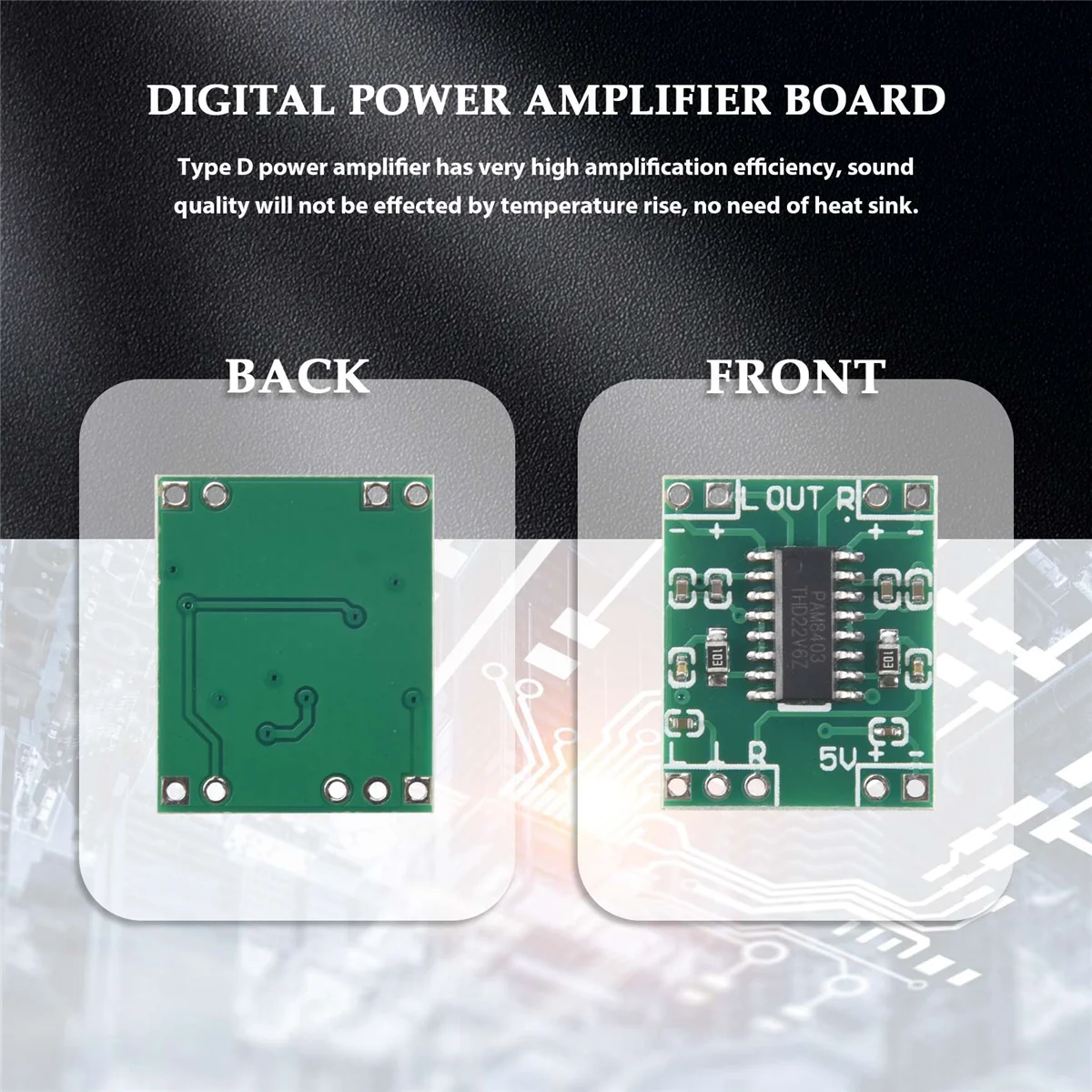 โมดูลบอร์ดขยายเสียงดิจิตอล DC 5V โมดูลเสียง PAM8403แบบ2X3W บอร์ดขยายกำลังเสียงระบบดิจิตอล5ชิ้น