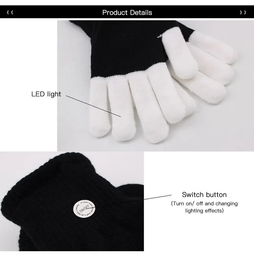 1pair LED Glowing Flashing Gloves Drop Shipping