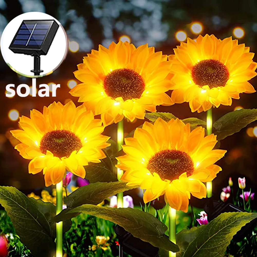 

Outdoor LED Solar Decorative Lights Garden Waterproof Sunflower Simulation Flower Lawn Outdoor Landscape Light Auto ON