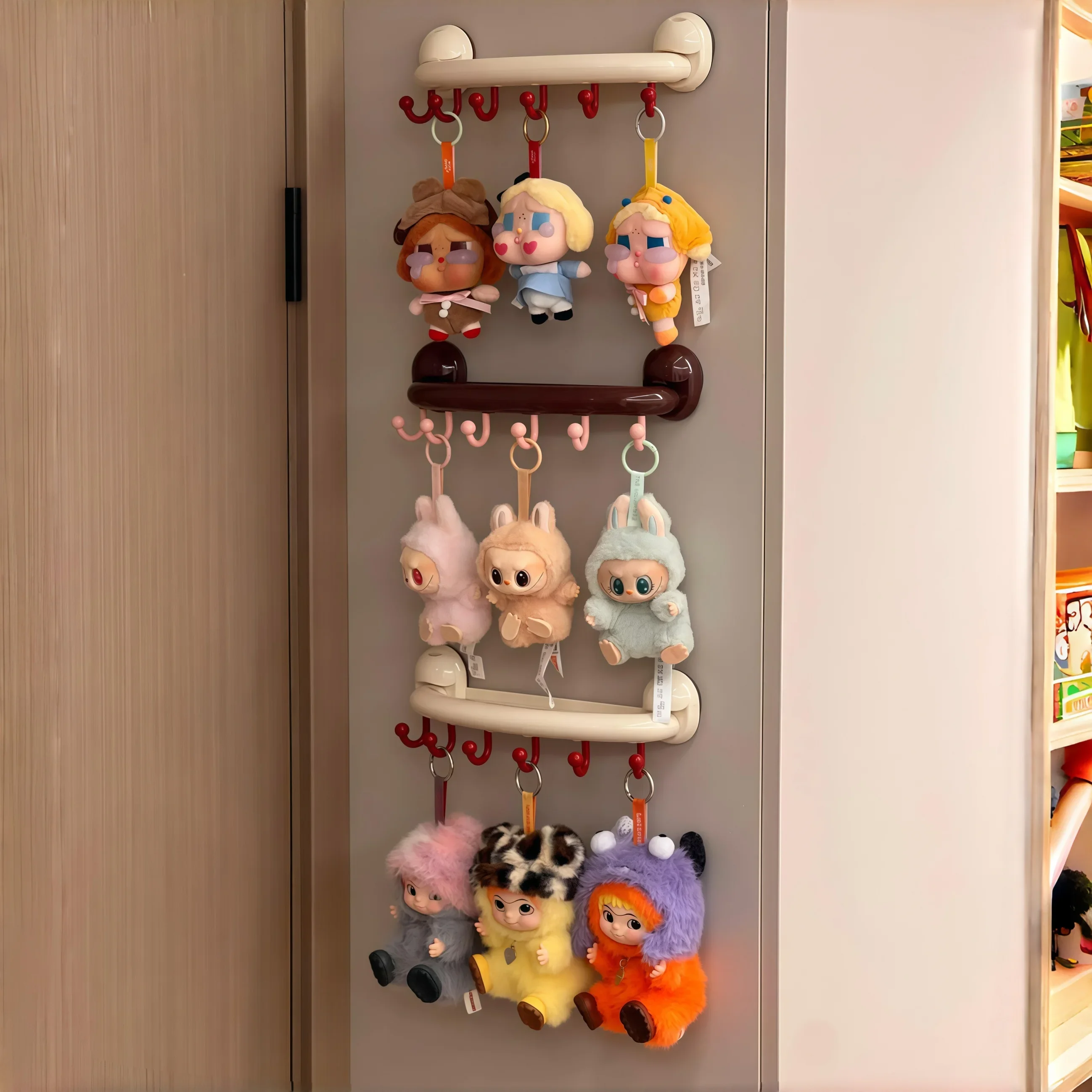 Display Stand Hooks For Pop Mart Series Toys Wall Mounted Bind Box Storage Display Stand 6 Hooks Dolls Organizer Rack
