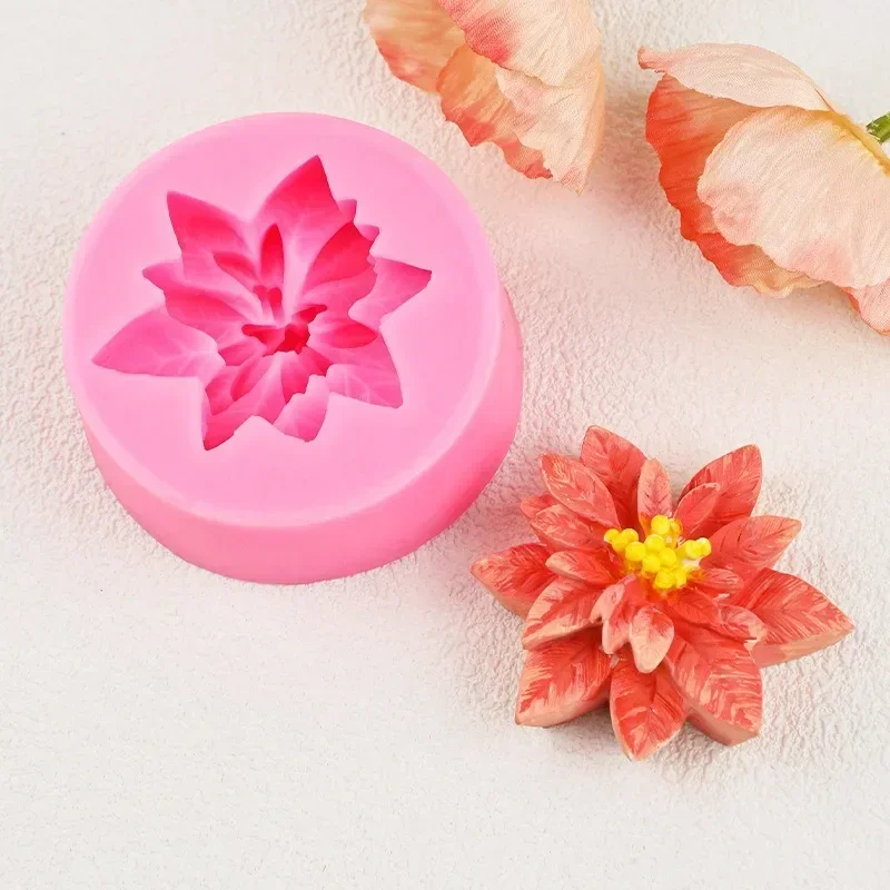 Christmas Flower Silicone Sugarcraft Mold 3D Holly Leaf Poinsettia Resin Tool Cupcake Baking Mould Fondant Cake Decorating Tools