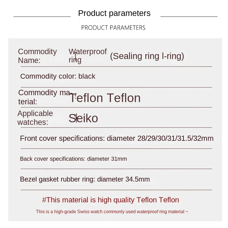 セイコー-フロントとリアのシーリングリング,防水,黒,白,ゴム製ガスケット,PTFE,交換用アクセサリー,No.5