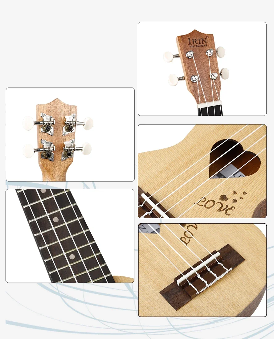 IRIN 17 Inch Ukulele Spruce Wood Musical Instrument 4 String Hawaiian Guitar With Storage Bag Adult Gifts Kids Educational Tools