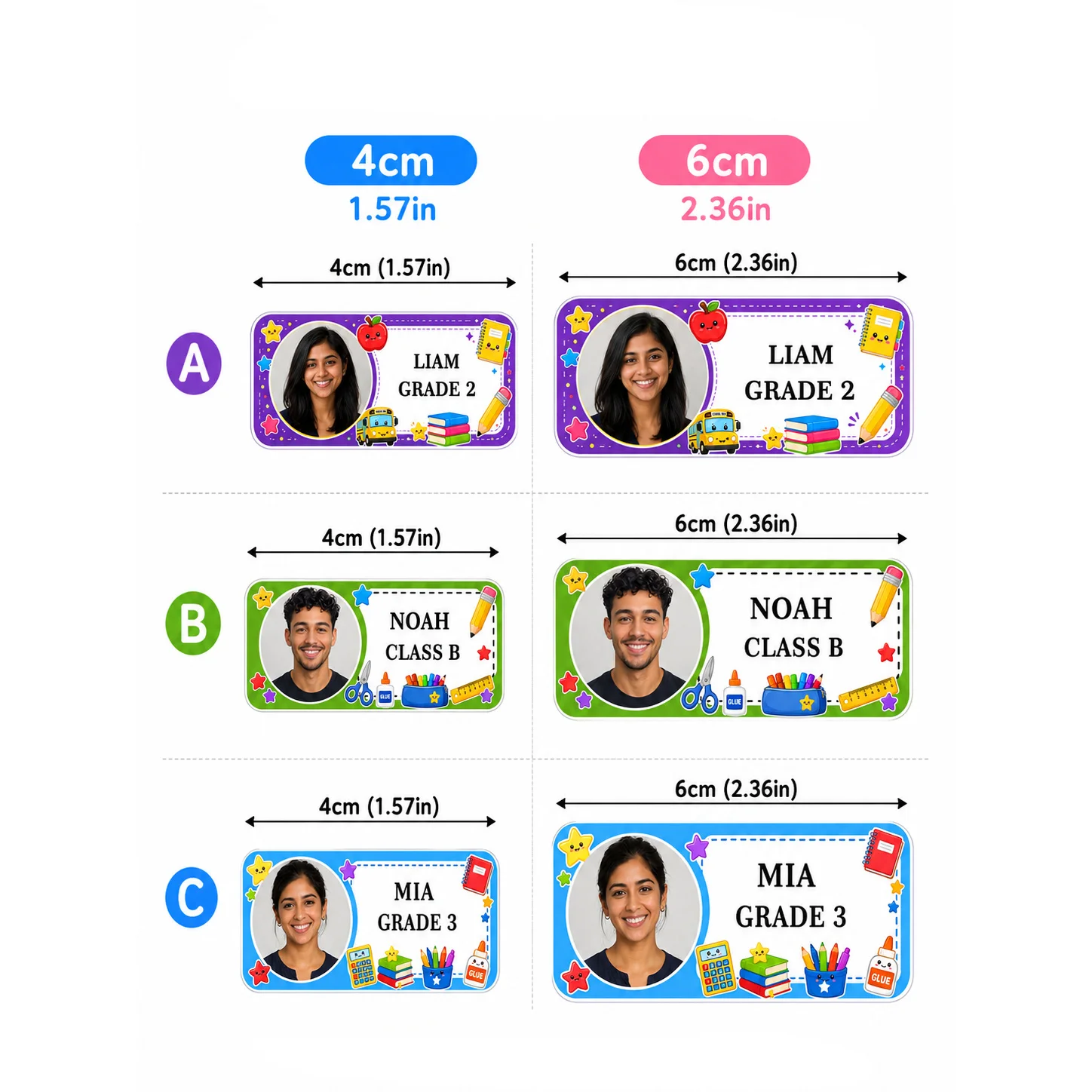 Customized Name Tags for the Back-To-School Season, Personalized and Customizable Name and Class Stickers, Waterproof Label Stickers