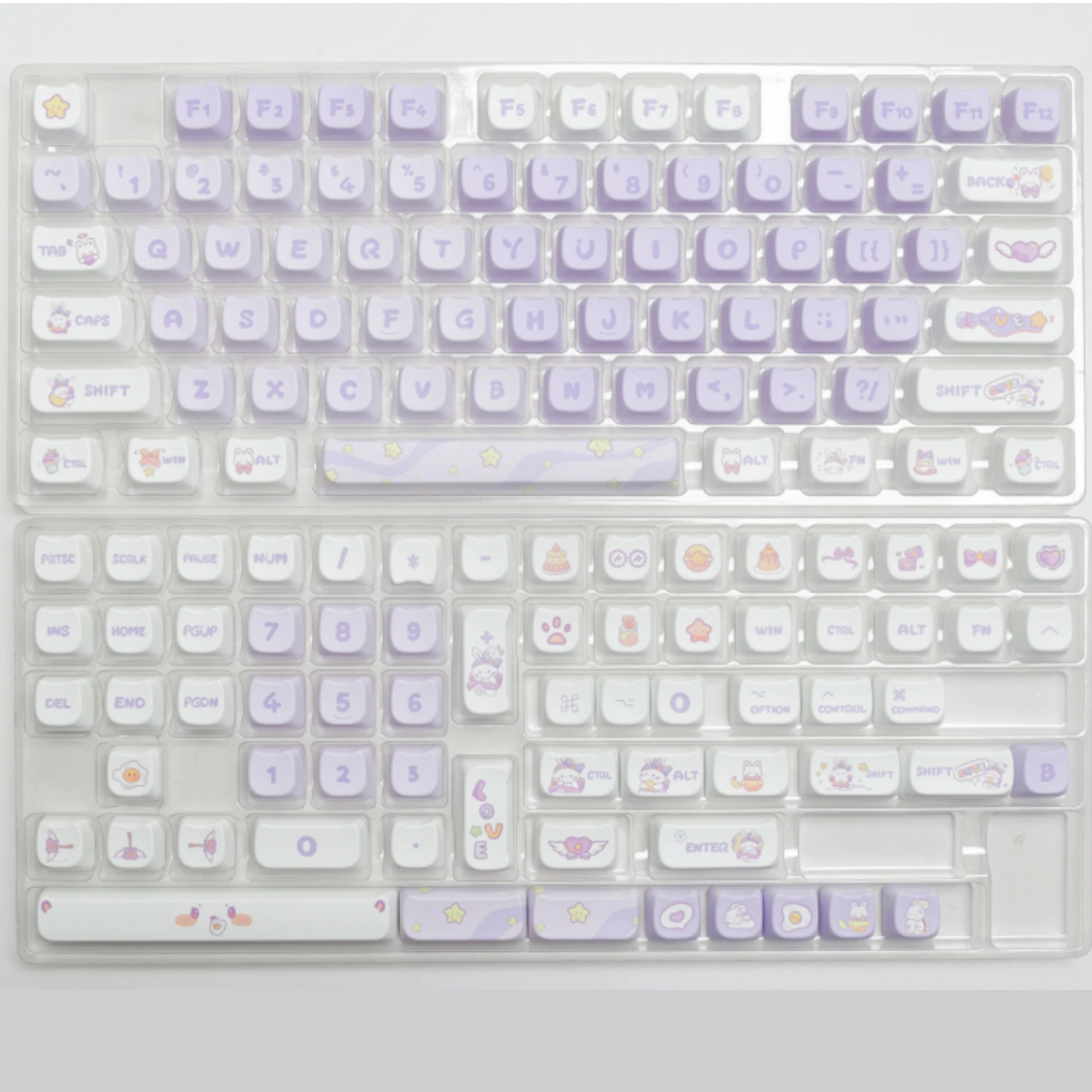 Imagem -05 - Mao-altura Pbt Keycaps para Teclado Mecânico Gaming Coelho Roxo Alice Layout 7u Space Bar Grande Conjunto Key Caps Teclado rt