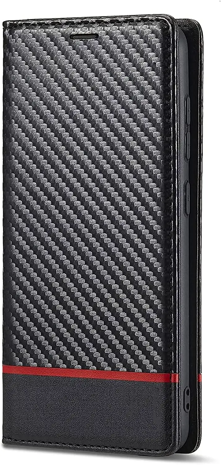 Wallet Case for Samsung Galaxy S23/S23 Plus/S23 Ultra,Carbon Fiber Texture Case, Flip Leather Card Slot Book Folio Kickstand