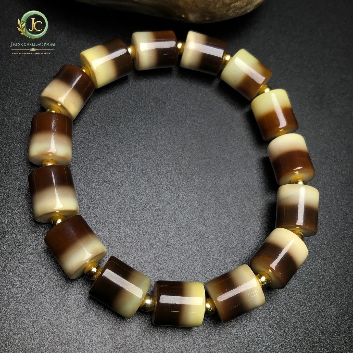 Tibetan Buddhism Agate 1 Stripe Healer Medicine Dzi Beads Amulet Bracelet G3780