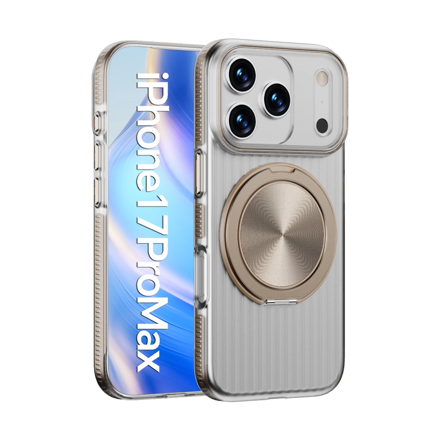 

Luxury Rotating Magnetic Stand MagSafe Case for iPhone 17 16 15 14 13 12 Pro Max 17Air 17Pro 16e Metal Button Ripple Shape Cover