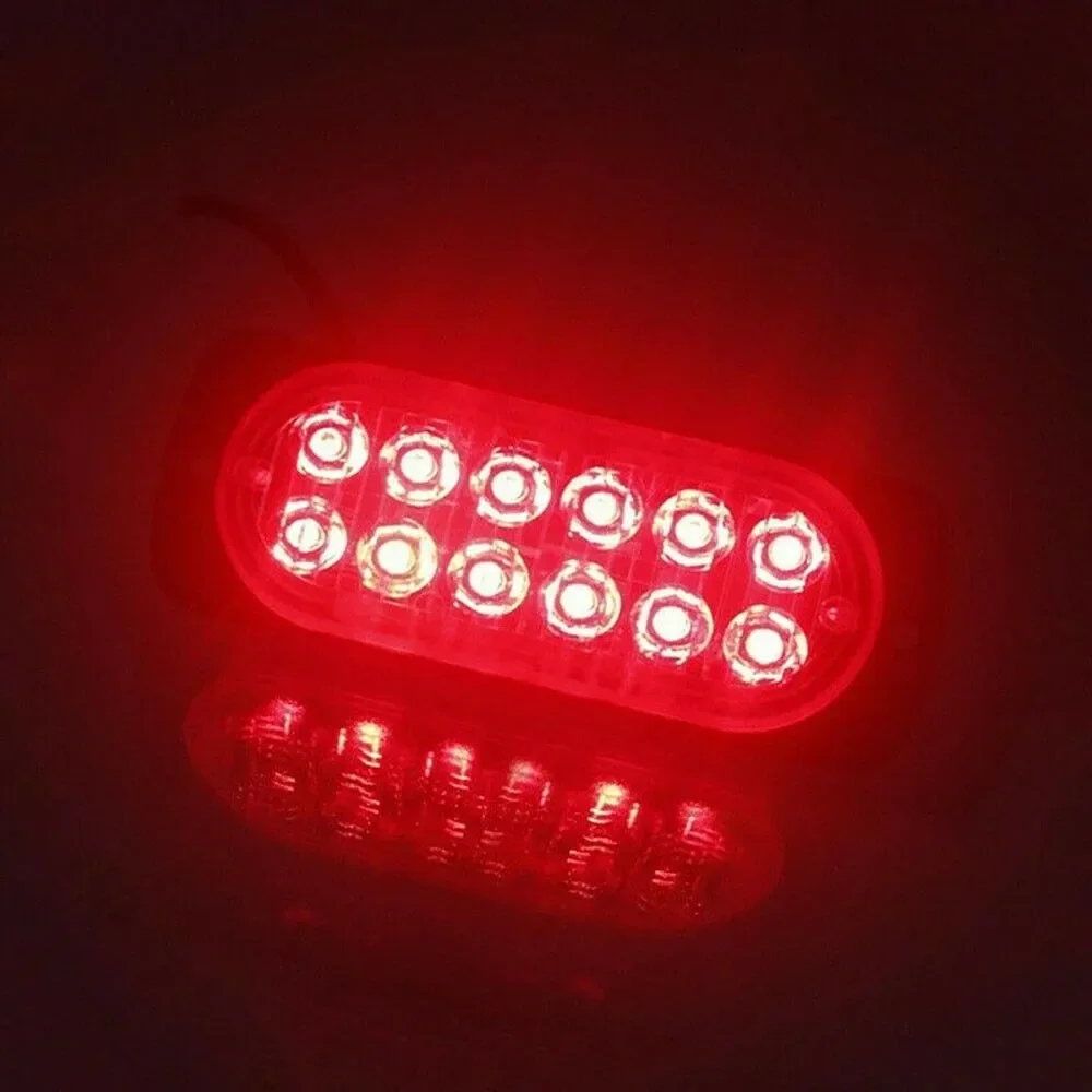 Car Rear Red Fog 12 LED Lamp Light 12V/24V For Truck Van Bus Cab Urgently Anti-collision Dustproof Splash-proof Farther Distance