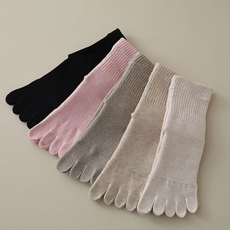 1 Pairs Winter Thick Toe Socks Women Cotton Solid Breathable Warm Floor Sleeping Terry Against Cold Snow Loose Five Finger Socks