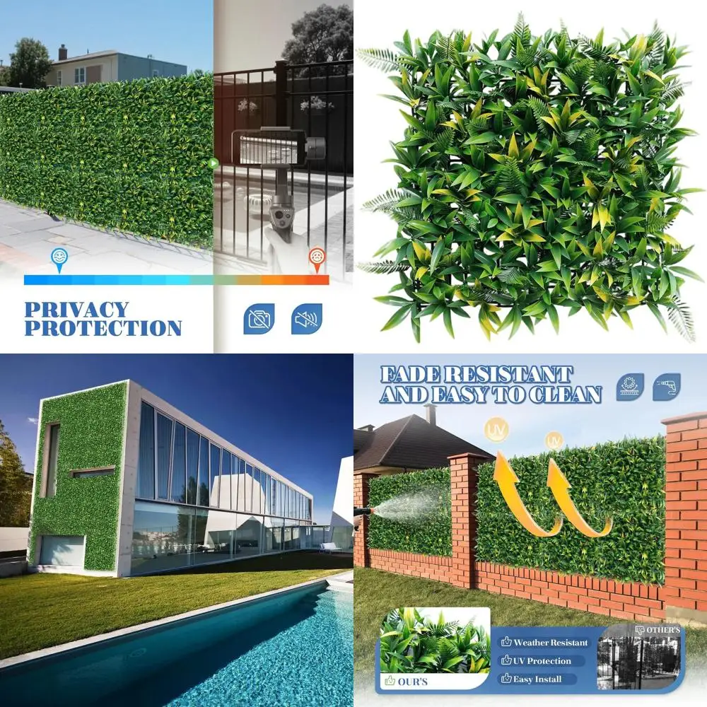 

Забор-экран для уединения 20x20 с искусственными панелями из боксуса - смешанные листья, 12 упаковок, подходит для использования внутри и снаружи помещений