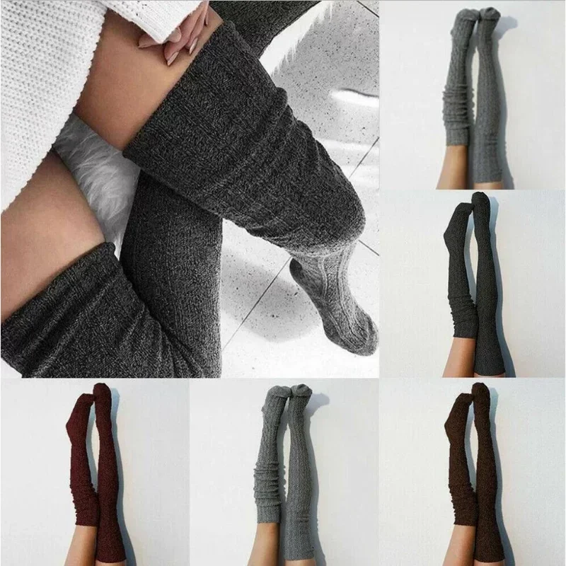

2 Pairs Women's Thigh High Socks Thermal Over The Knee Winter Warm Knit Socks Thick Cozy Long Socks for Women Cold Weather