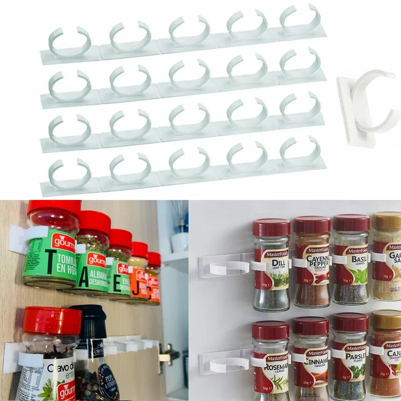 Wall-mounted home kitchen storage rack, material spice plastic clip rack, clean accessory jar, spice holder