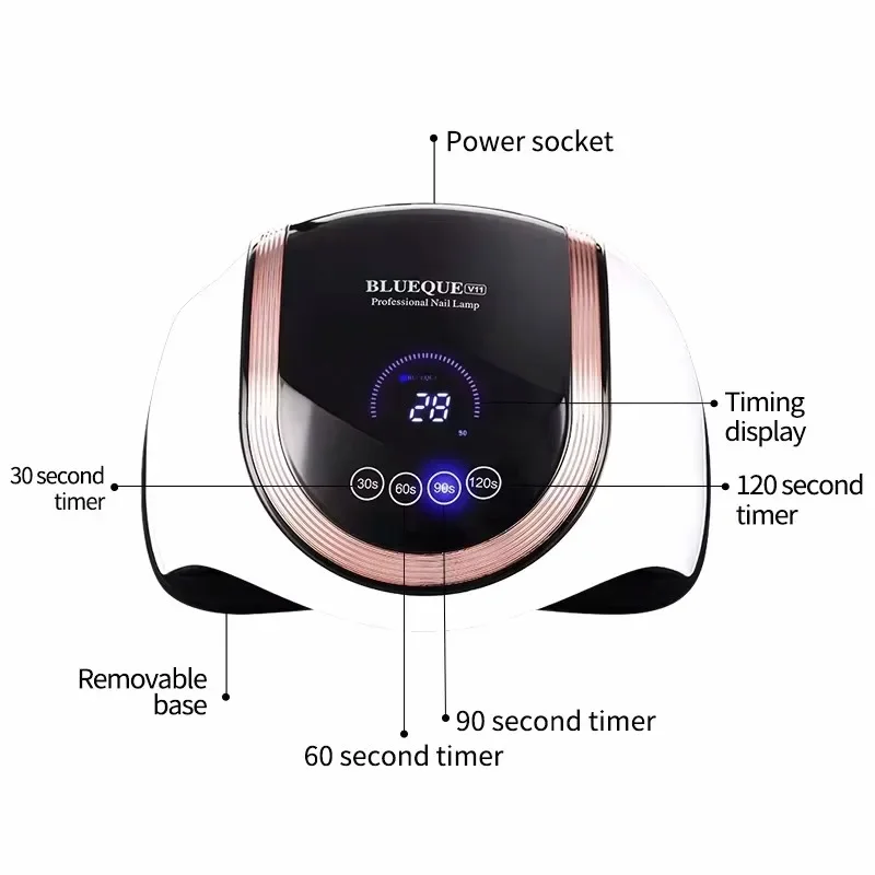 180W UV LED Gel Nail Lamp, 60 LEDs for Fast Curing, Professional Salon Manicure
