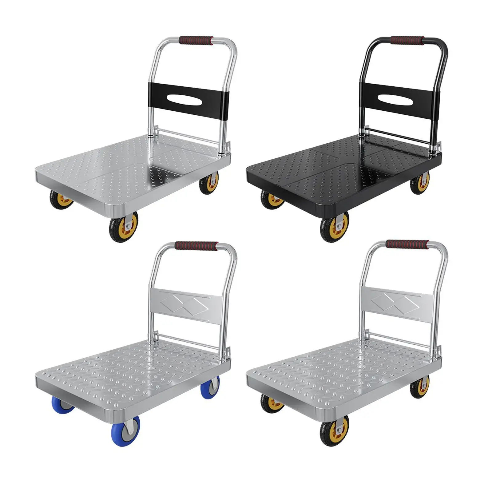 Steel Foldable Push Cart Dolly Platform Truck with Silent Wheels Multipurpose