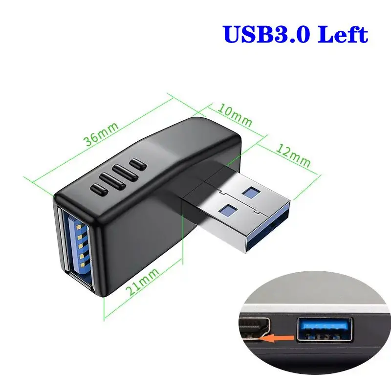 USB 3.0 ذكر إلى أنثى محول تمديد الكوع عالي السرعة 90 درجة، الكمبيوتر، الهاتف المحمول، محرك فلاش USB، محول OTG