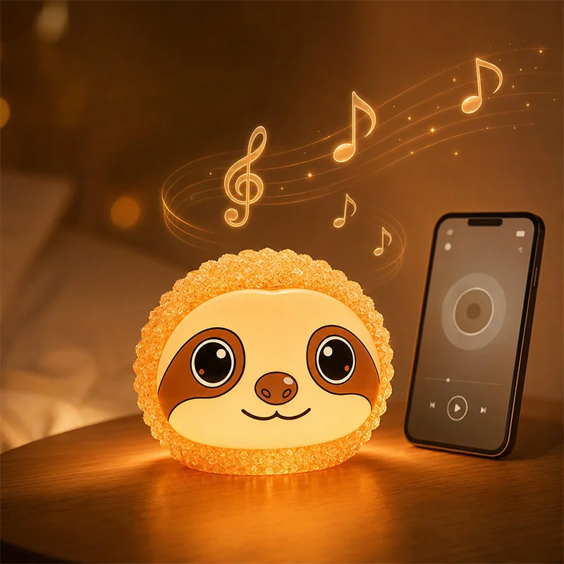 Crystal Sloth Night Light Bluetooth Speaker Cute Colorful LED Remote Control Multifunctional For Bedroom Home Decor Party Gift ﻿
