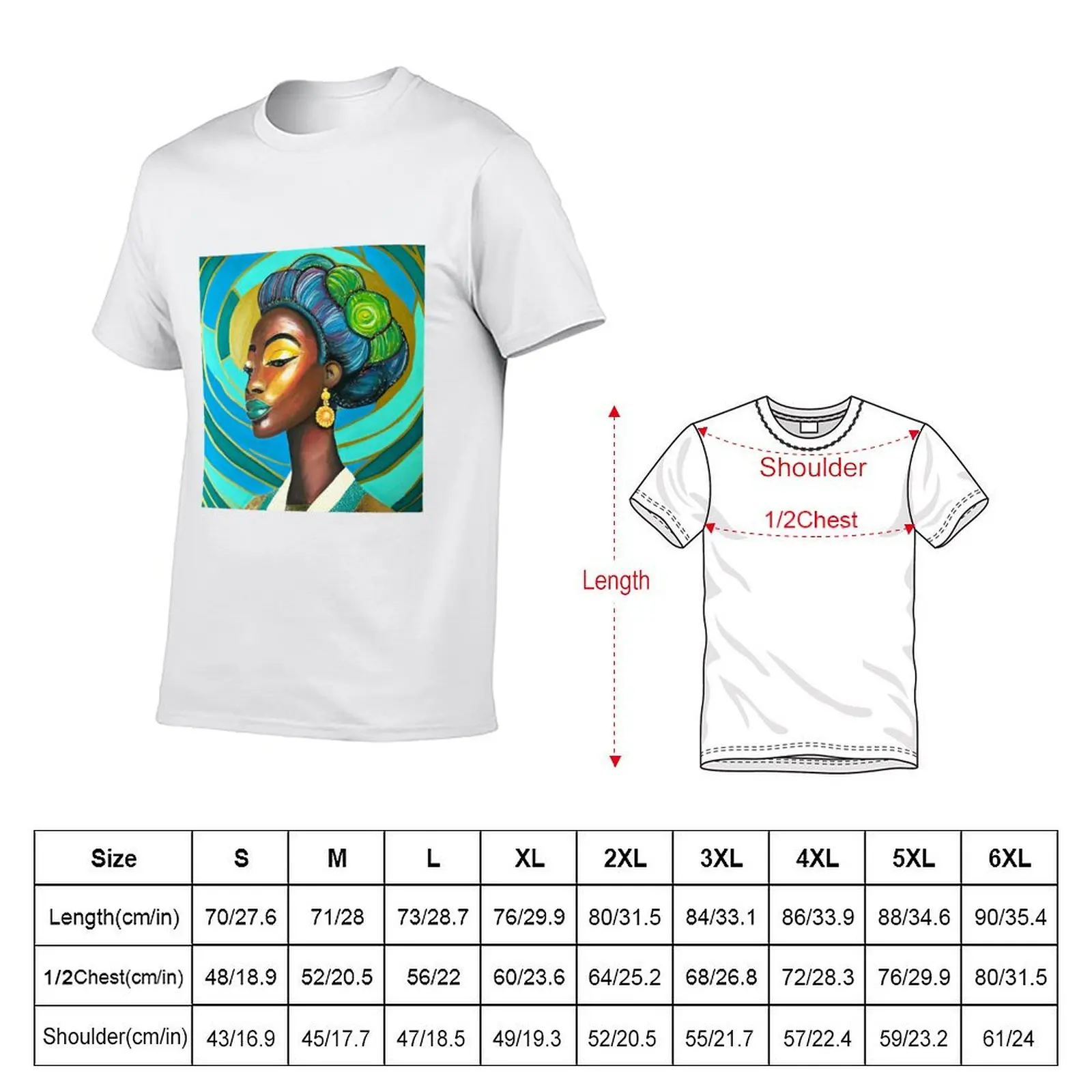 Modern Art, Africa, Woman's Head, Oil Pastel, Acrylic, Artist: ROSSI, Art Deco T-Shirt