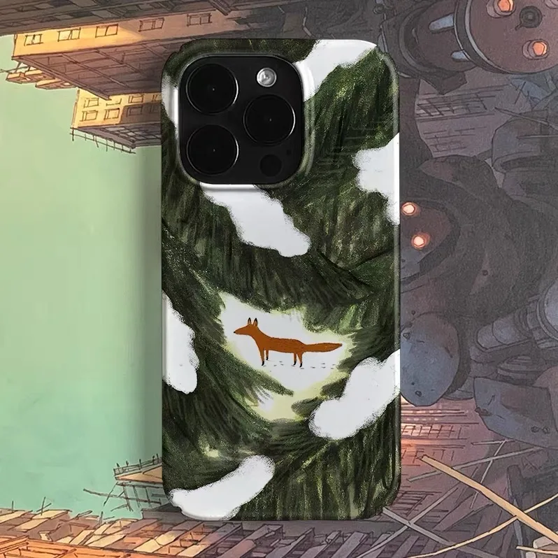 

Green Forest Red Fox Phone Case for IPHONE 17 Air 16E 15 PROMAX 14 Plus 13 12 MINI 11 PRO 16Plus XR XS MAX Acrylic Phone Cover