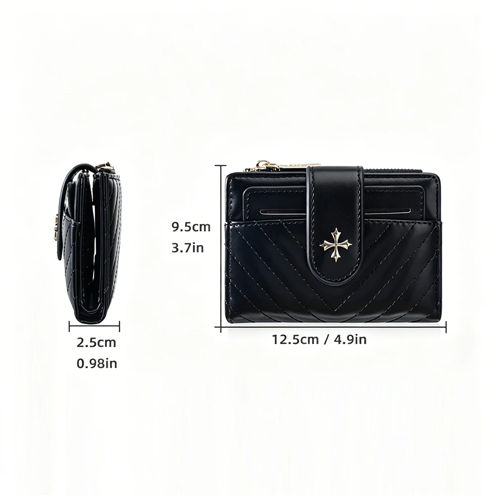 New Women's Short Wallet High Quality Large Capacity Card Holder Zipper Female Coin Wallet Simple Removable Card Clip