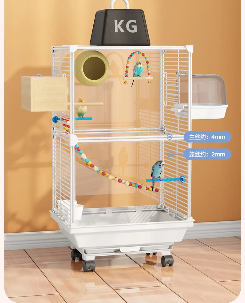 Pet bird cage parrot cage splash proof new transparent villa two floors