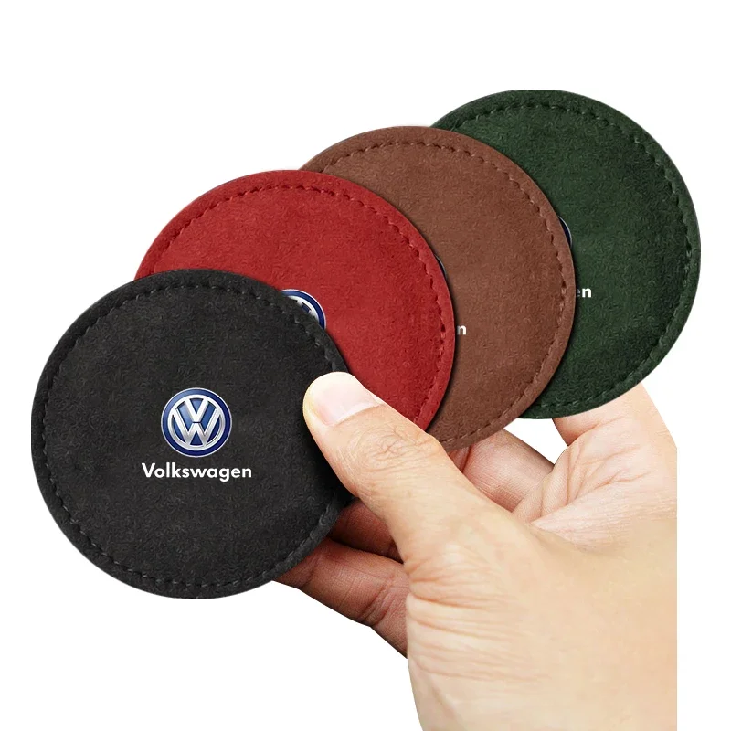 Car Logo Coaster Water Cup Seat Cushion Anti Slip Pad For Volkswagen VW Golf-6 7 4 5 POLO Passat B5 B6 B7 T4 T5 Tiguan Jetta Gol