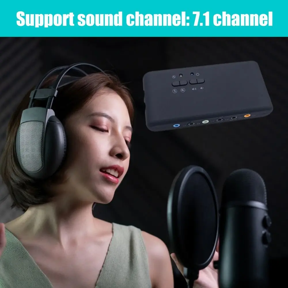 CM6206 Chipset Sound Card with 2 MIC Heads 7.1 Stereo Optical External Audio Card Usb Hid Class Spec Stereo USB Soundbox