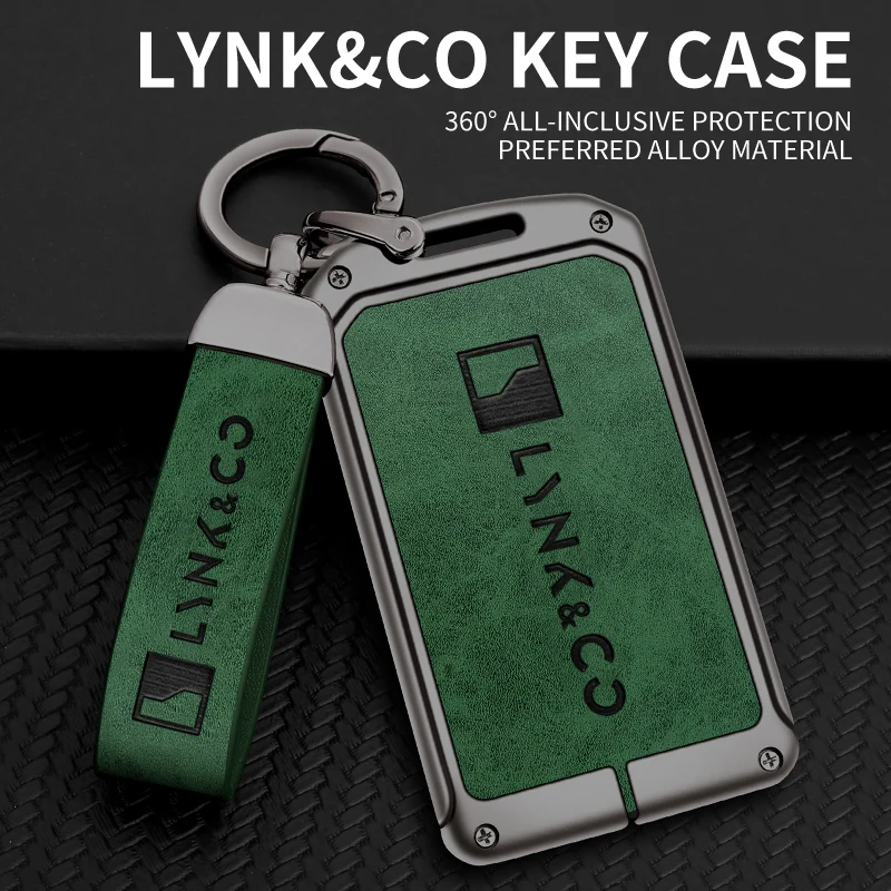 Zinc Alloy Leather Car Key Case Full Cover Shell Holder For Lynk&Co 05 06 09 5 6 Lynk Co 05 06 01 02 03 Protector Bag Accessory
