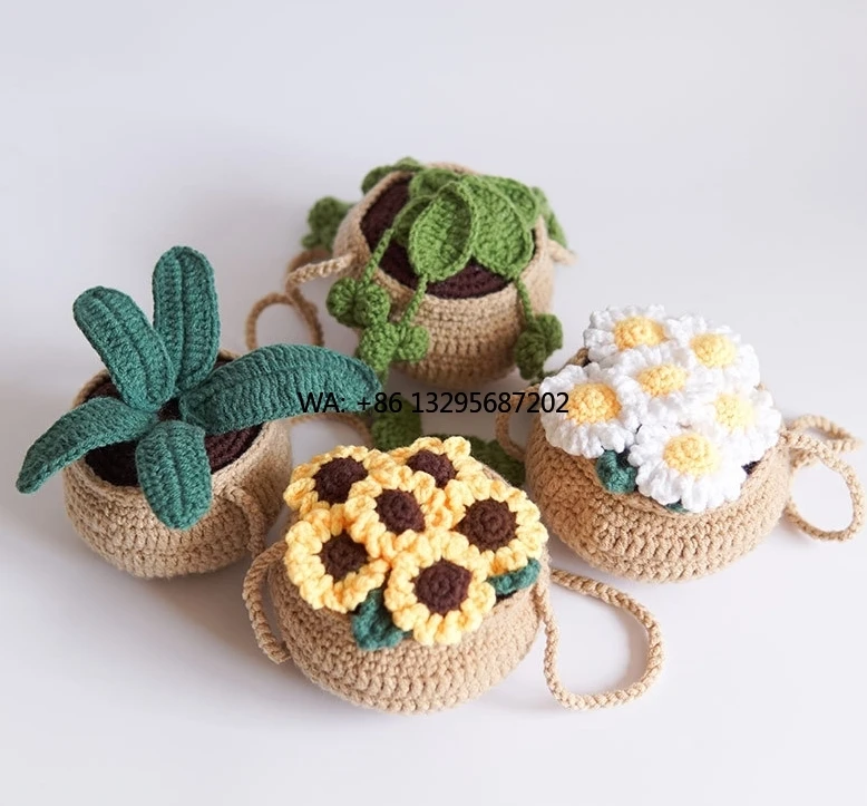 

Crochet Kit for Beginners 4 PCS Hanging Potted Plants Beginner DIY Custom Crochet Kit for Adults