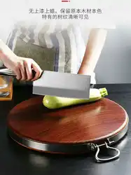 5/6.5/8CM Thick Highest Density Hardness Iron Solid Wood Double Face Round Chopping Cutting Board Block with Belt Tension Sleeve
