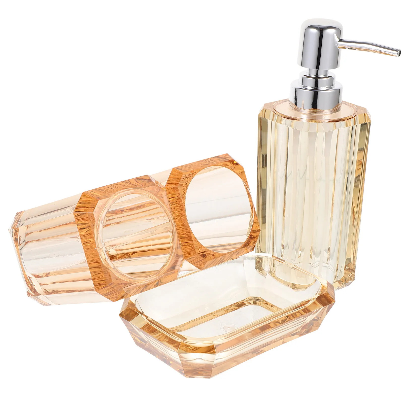 

1Set Bathroom Accessories Set Stylish Elegant Modern Countertop Organizer for Bathroom Kitchen Wedding Home Use Refillable Soap