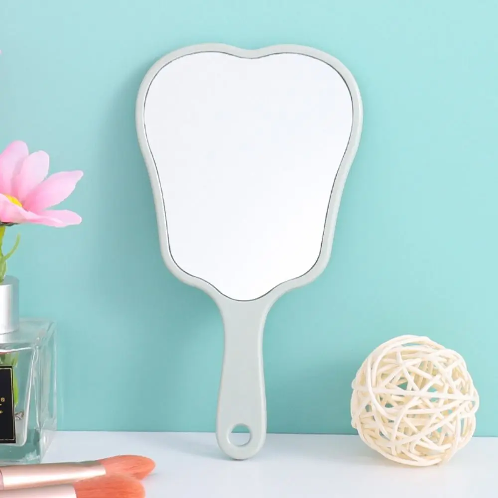 Durable Plastic Tooth-shaped Mirror Mini Lightweight Handheld Sector Mirror High-definition Portable Makeup Mirror Gift Mirror