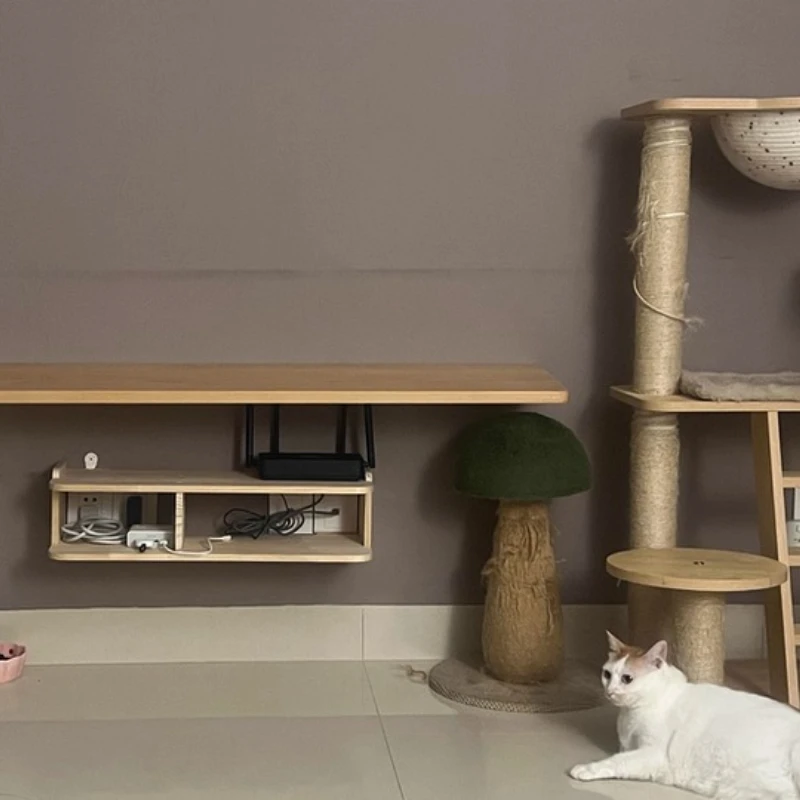 

Wooden Router Stand with No-Drill Wall Mount, Universal WiFi & Set-Top Box Organizer for Living Room,Clutter-Free Space Solution