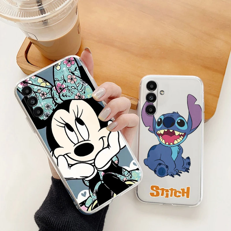 Minnie Mickey Mouse for Samsung Galaxy A54 5G a54 A 54 Phone Case Funda Cover Transparent Siling BackLucky Duck Donald Stitch