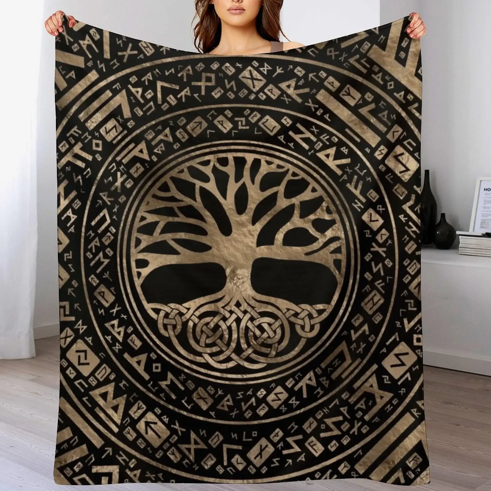 

Tree of life -Yggdrasil Runic Pattern Throw Blanket Thins anime blankets and throws Blankets