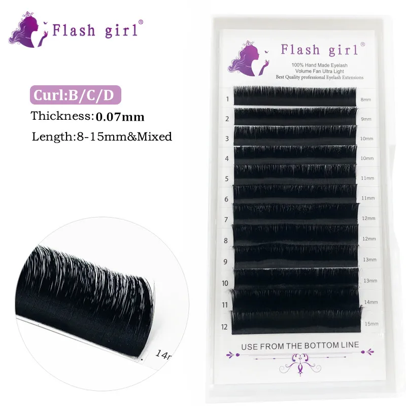 Low price promotio Flash girl 0.07mm Auto Flowering Eyelash Extensions  Silky  eyelashes Premade Fan Eyelash Extension BCD Curl