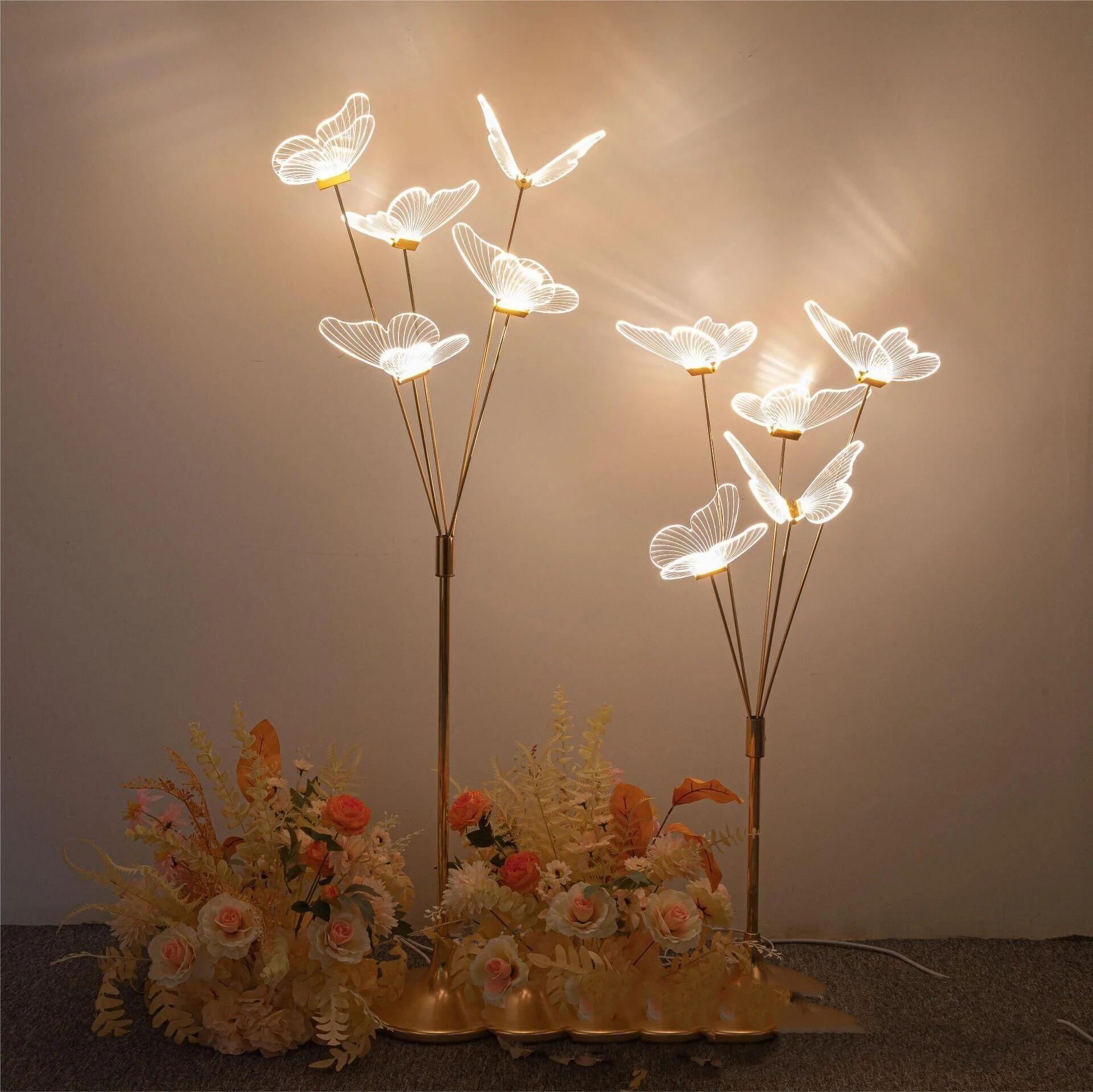 5PCs Butterflies Led Lights Standing Creative Acrylic butterfly with light Decor Wedding Party Stage Lamp