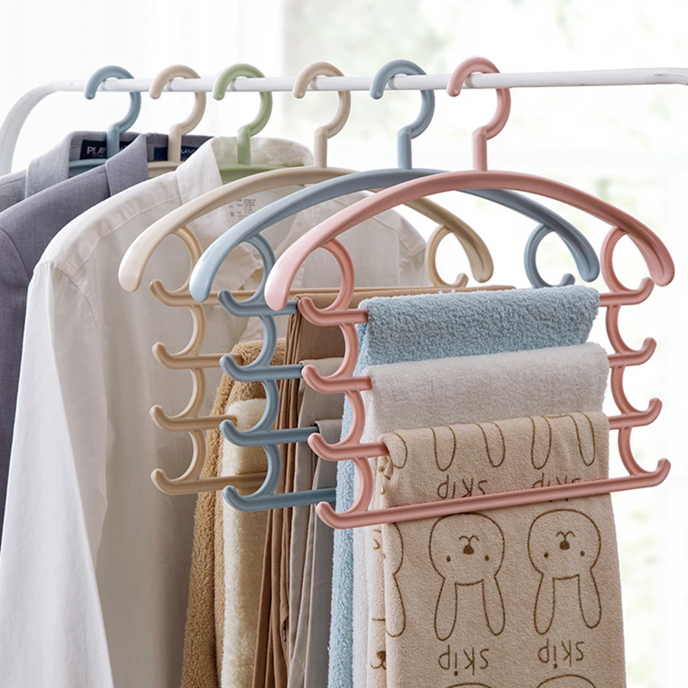 

2Pcs Non Slip Clothes Hangers Plastic Wardrobe Accessories Multifunctional Pants Scarf Storage Drying Light Green