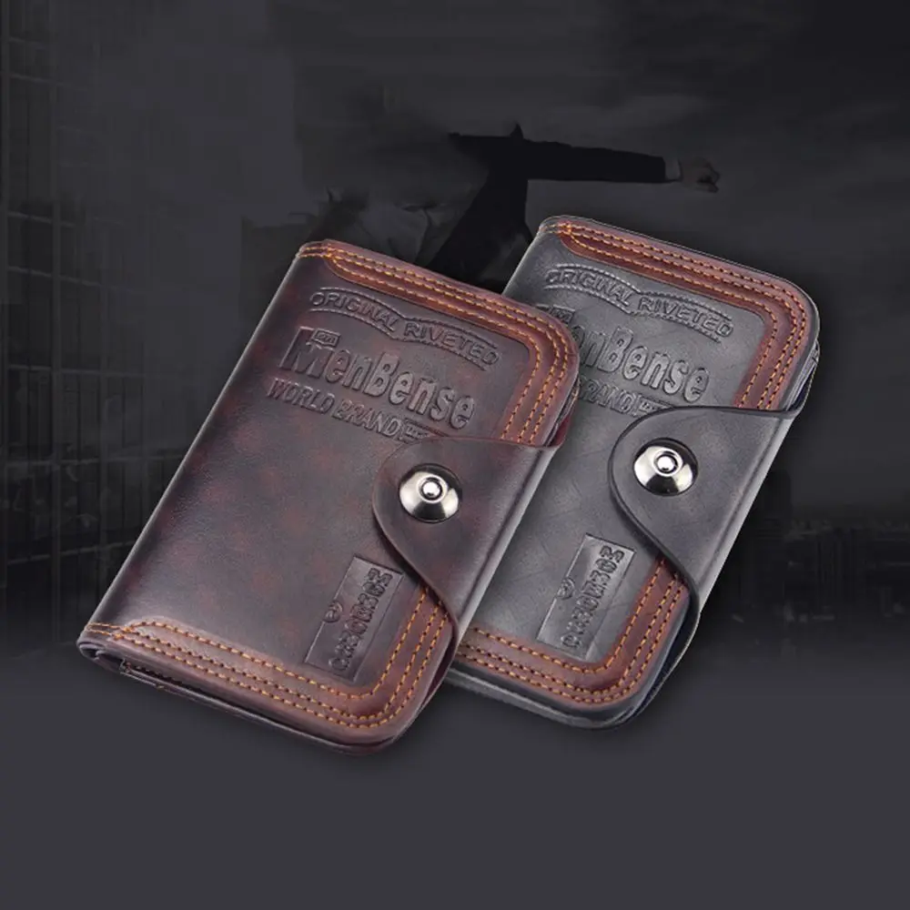 Europeanness 3 Fold Purse Ultrathin Waterproof Male Zipper Coin Pocket Contracted Foldable Men's Magnetic Buckle Purse Travel