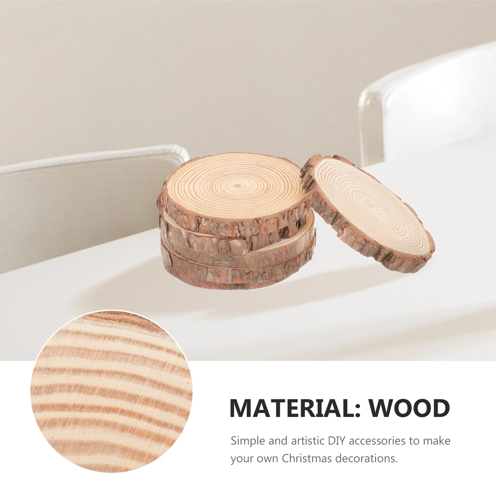 

6pcs Round Wooden Slices 14 15cm Diameter 1 5cm Thickness DIY Crafts Unfinished Wood Circles Natural Coasters Home Decor