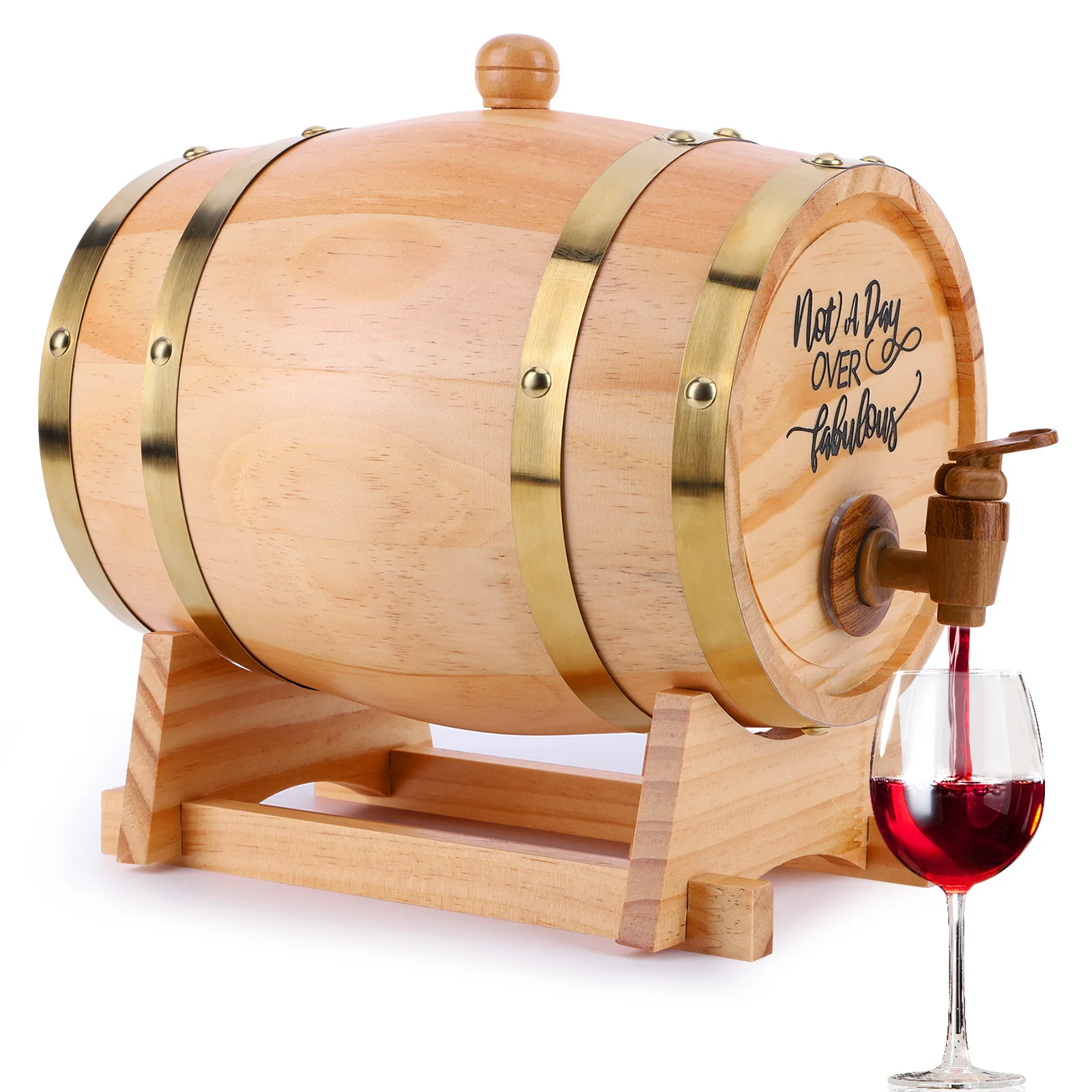 3L Engraved Whiskey Barrel with Stand and Spigot Wine Barrel Whiskey Barrel Dispenser for Whiskey Bourbon Cocktails Rum