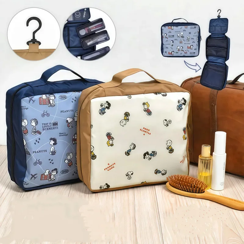 

Snoopys Printed Travel Cosmetic Bag Foldable Storage Bag Large Capacity Portable Wash Bag Toiletry Pouch