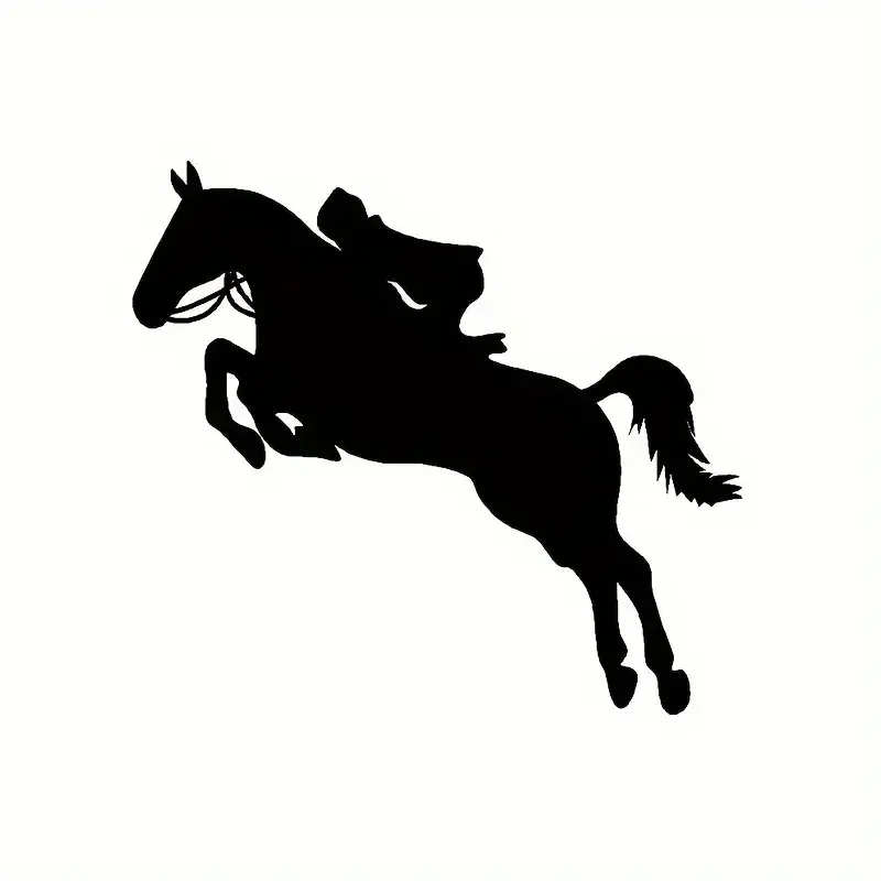 Girl Riding Horse Car Window - Waterproof Removable Vinyl Decal, Glossy Equestrian Horse Jumping Design for Rear, SUV, Truck, Au