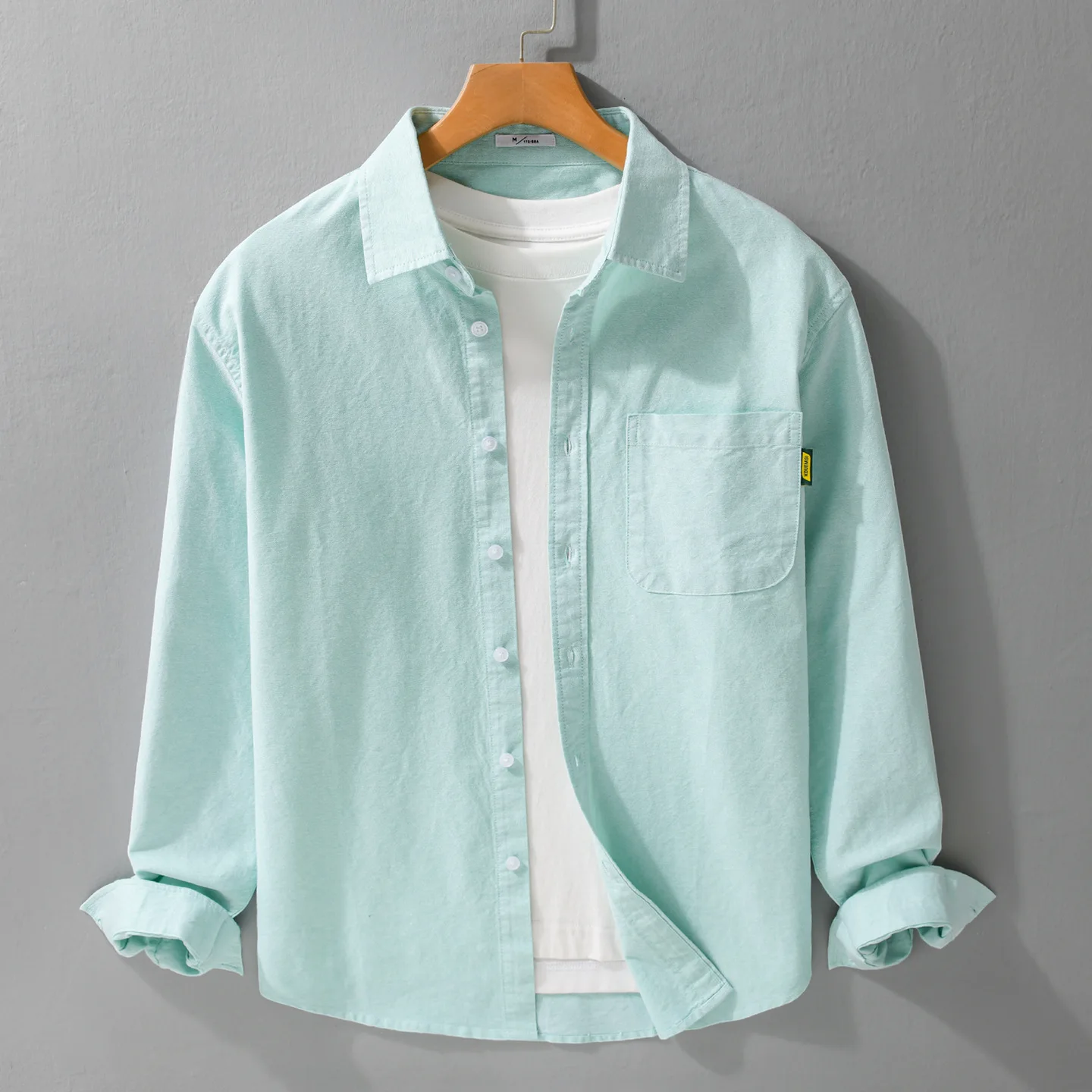 

Мужская классическая базовая рубашка свободного кроя с длинным рукавом из чистого хлопка, повседневная, модная, для весенне-осеннего сезона, с цветным дизайном