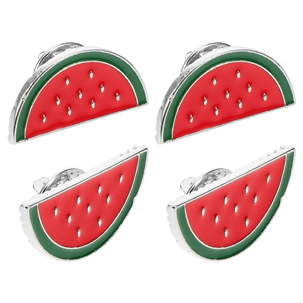 

4 Pcs Pin Watermelon Brooch Fashion Accessories Cardigan Zinc Alloy Clothespin Cartoon