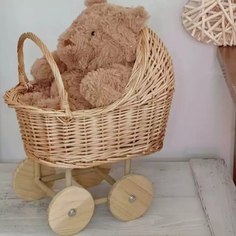 Rattan Trolley Flower Basket Floral Decoration Material Flower Arrangement Ornament