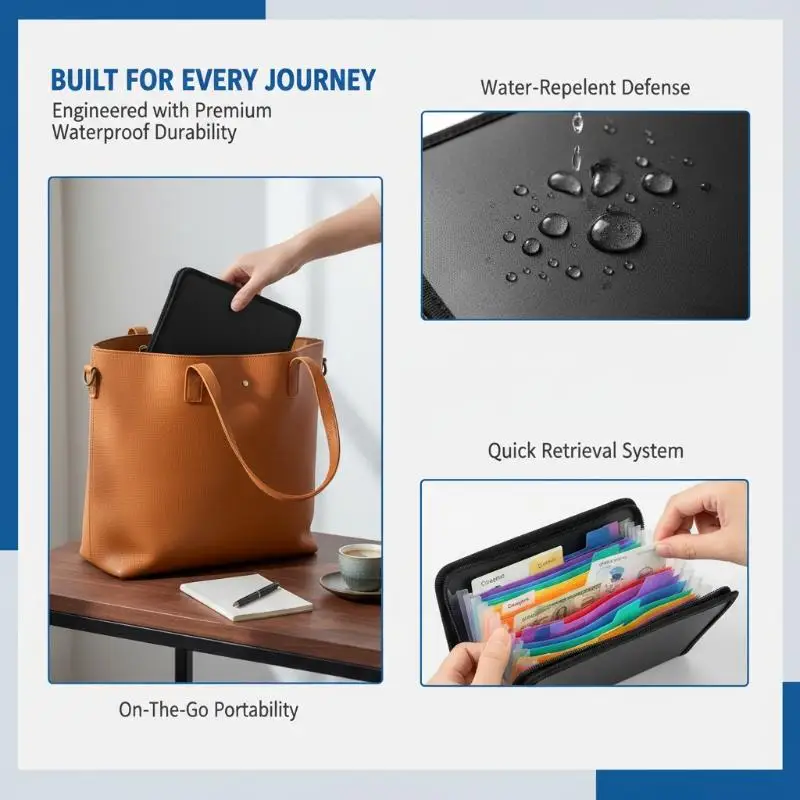 Zipper A6 Document Organizer 13-Compartment Colorful Expanding File Folder for Small Business Invoice Storage