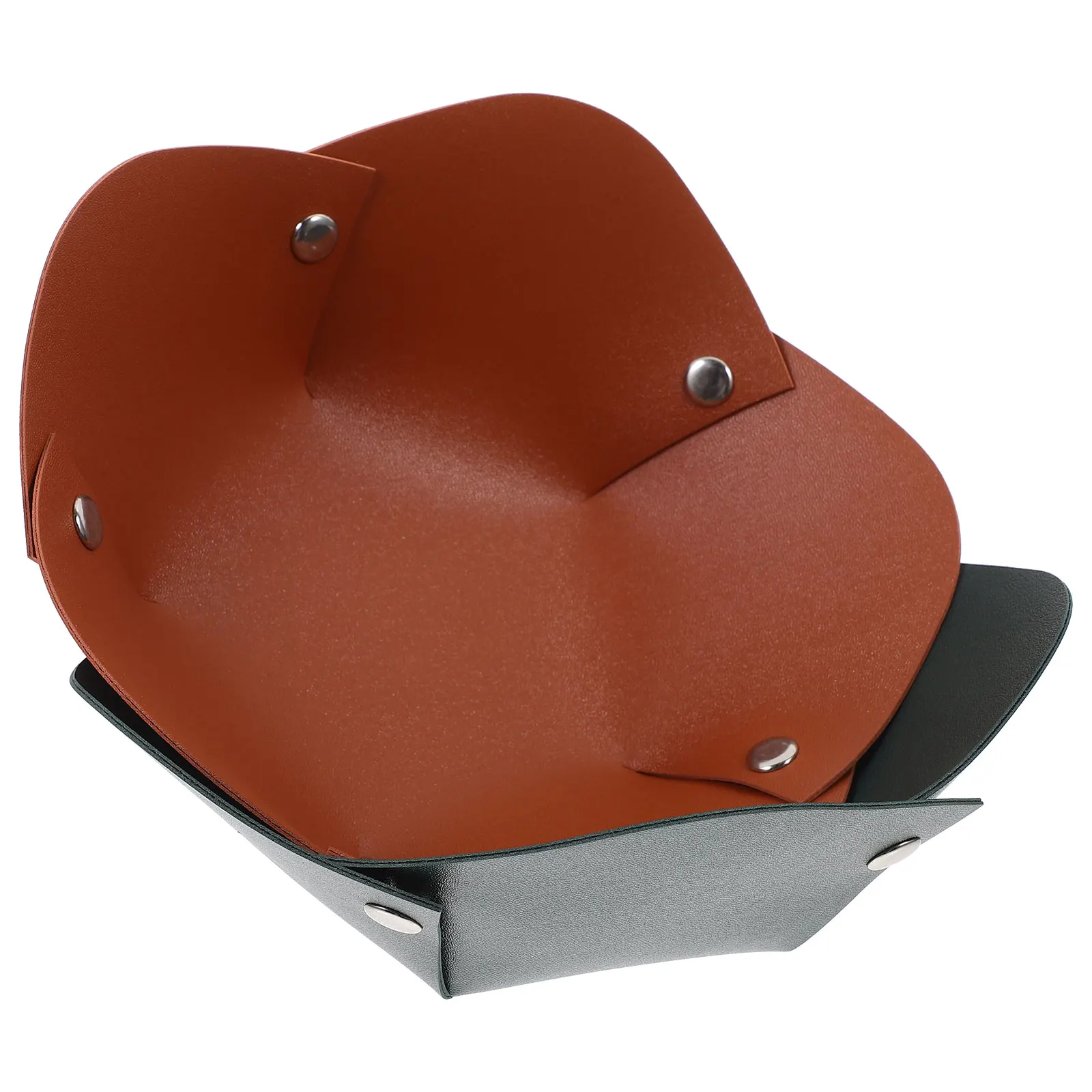 

2pcs Key Tray Jewelry Organizer Foldable Desk Accessories Brown Olive 2 Colors Small Trinket Dish Holder